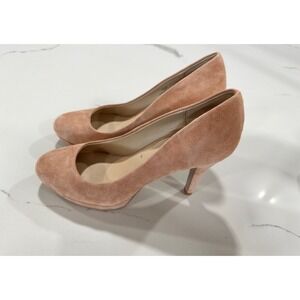 Violet & Red Jennie Blush Pink Suede Block‎ Heel Pumps Women's Size 5.5M